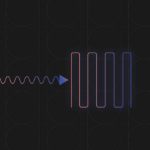 A squiggly horizontal arrow points to a set of parallel vertical lines.