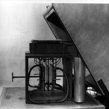 black and white photo of a boxlid apparatus