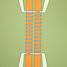 Micrograph of magnetic microfluidic chip