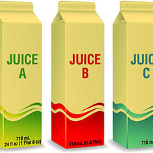 juice cartons showing different kinds of labeling