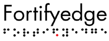 Logo spelling out Fortifyedge with brail below