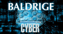Baldrige Cybersecurity Initiative Cover Photo Photo of Cyber thumb print with loading sign and Baldrige Framework in background.