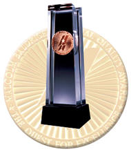 Photo of Baldrige Crystal and Medallion. Photo of Baldrige Crystal and Medallion.