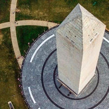 A view of the ground from the top of the Washington Monument