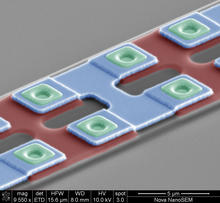 Close-up of Josephson junctions on axion detector