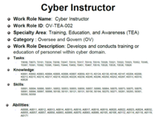 NICE Cyber Instructor Description