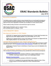 OSAC Standards Bulletin, July 2018