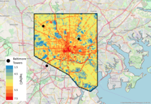 Hestia CO2 emissions in Baltimore 