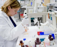 CORE laboratory manager Kristen Stone in the CORE lab at their headquarters in Pittsburgh, PA.