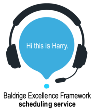 Hi this is Harry your Baldrige Excellence Framework scheduling support marketing icon with headphones.