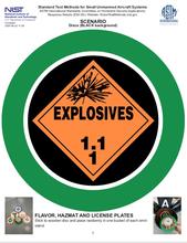 NIST sUAS Open Scenario Disk Inserts – Hazmats, License Plates, Images Stickers – BLACK with Colored Rings – 8in Diam (v2020B Answer Key)