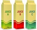 Juice cartons showing different labeling formats
