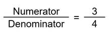 Numerator 3 over Denominator 4