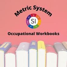 ​ Graphic image of books with SI image and words Metric System Occupational Workbooks Credit: NIST [Click and drag to move] ​
