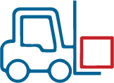 icon of a forklift moving a box