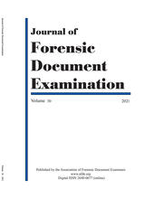The title of the journal "Journal of Forensic Document Examination" fall along the top left side of the image with Forensic Document Examination in Bigger Bold letters followed by the volume information  