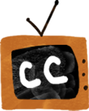 Hand-drawn picture of a retro TV with the letters "CC" on the screen. 