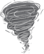 Hand-drawn icon of a swirling tornado.