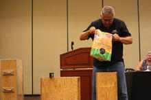 David doing a mulch and soil testing demonstration