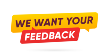 We want your feedback isolated banner vector design