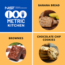 NIST Metric Kitchen's trio of prepared recipes for banana bread brownies chocolate cookies