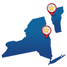 Graphic of New York and Vermont States