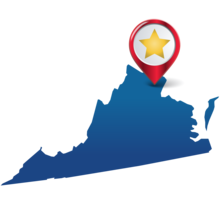 state star graphic with pin on manassas, virginia
