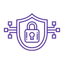 Purple lock on a shield icon