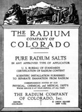 Certificate from Radium Company of Colorado