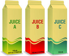 juice cartons showing different kinds of labeling