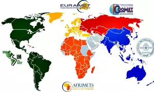 World map with five country groups highlighted in different colors.