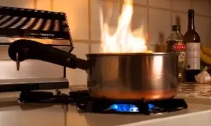 cooktop with flame