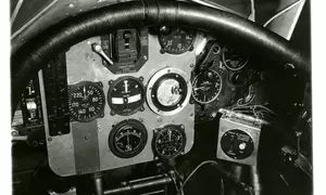 Historical photo shows complex cockpit control panel