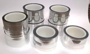 5 metallic cylindrical shapes