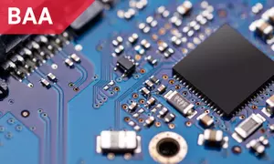 zoomed in image of microelectronics on a circuit board