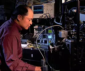 NIST engineer Sae Woo Nam working on a photo detector