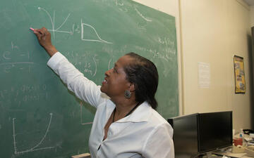 Woman at blackboard