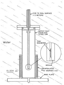 Schematic of sample holder placement in pool source irradiator