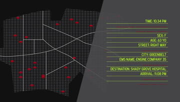 Screenshot from video shows a map on the left and a list of personal information on the right. 