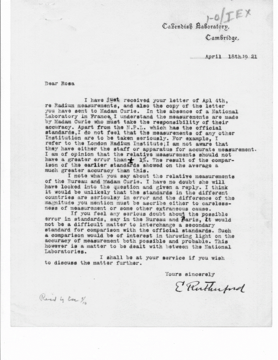 Typewritten letter begins "Dear Rosa" and is signed "E Rutherford"