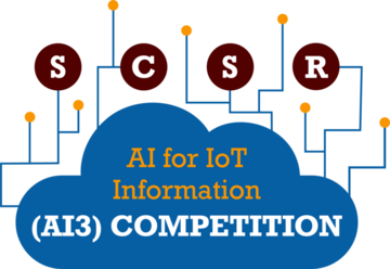 Internet of Things Cloud image with the letters, "SCSR AI for IoT Information (AI3) Competition)"