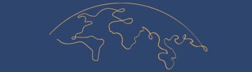 Dark blue background with gold lines depicting a flattened globe