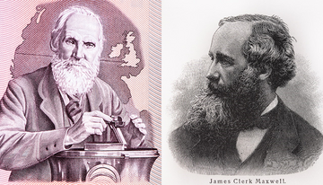 Historic side-by-side images of Lord Kelvin and James Clerk Maxwell
