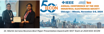 Dr. Serrano and team receive best paper presentation award at 2024 IEEE IECON international conference