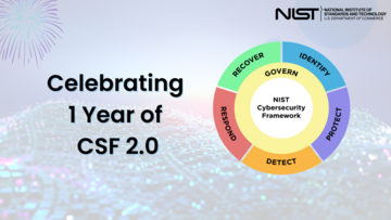Cybersecurity Framework graphic celebrating one year