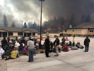 Picture of civilians sheltering in Temporary Refuge Area, November 2018 in Paradise, California
