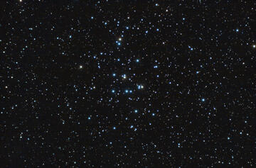 Telescope image shows stars of various brightnesses on a black background.