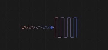 A squiggly horizontal arrow points to a set of parallel vertical lines.