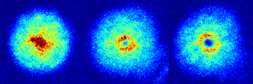 series of three time-of-flight images of sodium atoms