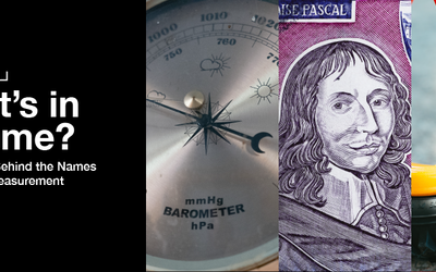 Header graphic depicting images related to Blaise Pascal: a barometer, a drawing of Blaise Pascal, and a bike tire 